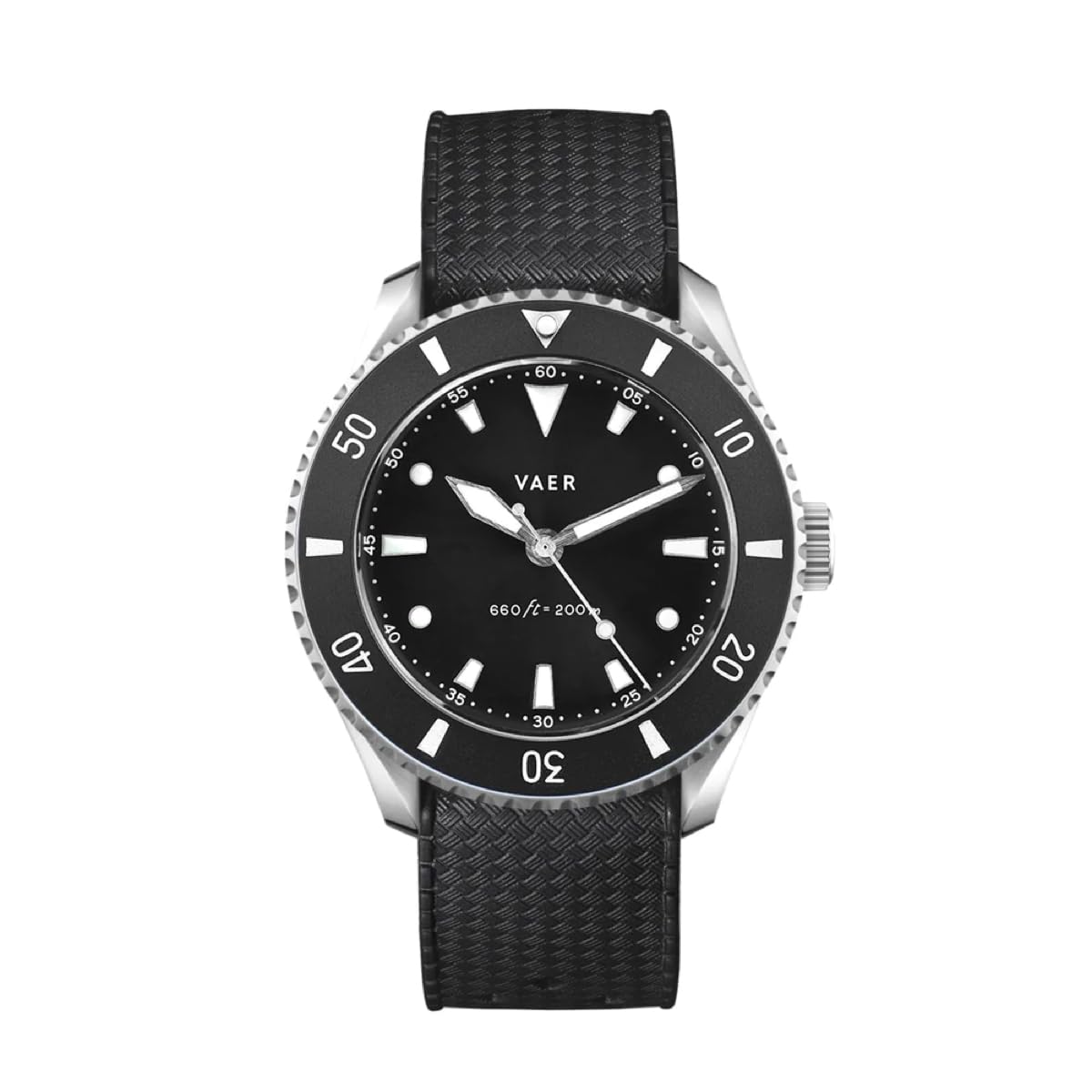 Buy Vaer DS4 Meridian Solar Dive Watch, Black, 38 mm, Steel Sport