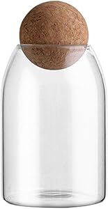 SVY Glass Storage Jar with Airtight Seal Wood Lid Ball Clear Jar, Jars Food Storage Canister for for Serving Cookie,Sugar,Tea, Coffee, Spice and More - W3.54'' H5.91'' 23OZ 700ml