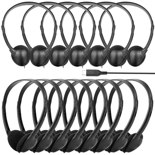 TJZXGUI USB Type C Kids Headphone Bulk 12 Pack for School Classroom,On-Ear USB C Headphones for Boys Girls Students Tablet Travel Computer Smartphones (Black)