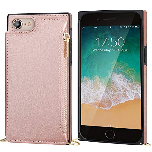 Bocasal Crossbody Wallet Case for iPhone SE 2022/SE 2020/8/7, Rose Gold by Bocasal - Used condition - Image 5