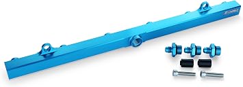 TOMEI Fuel Rail Compatible with Nissan RB26DETT (Skyline GT-R R32/R33/R34) for JECS Injectors - High-Flow Aluminum Rail with Blue Alumite Finish