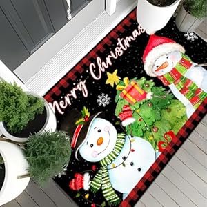 Svepndic 32"x47" Merry Christmas Decorative Doormat Indoor Mat Welcome Floor Mat Non Slip Blanket, Washable Entrance Door Mats,Low Profile Winter Snowman Christmas Tree Door Mat Svepndic 32×47 Merry Christmas Decorative Doormat Indoor Mat Welcome Floor Mat Non Slip Blanket Washable Entrance Door MatsLow Profile Winter Snowman Christmas Tree Door Mat
