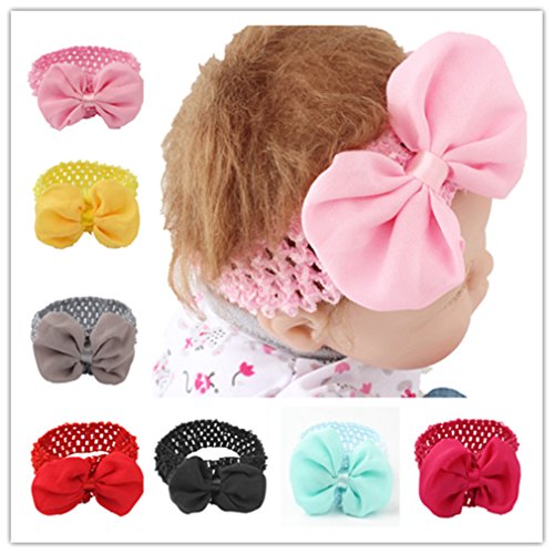 Preisvergleich Produktbild MUUZONING 7 Stück Süß Baby Mutter Stirnbänder Elastische Baumwolle Haarband Turban, Mehrere Farben Kleinkind Haar Bogen Fliege Schleife Haarreifen, Mädchen Head Wrap Kostüm Fotografie Props #4