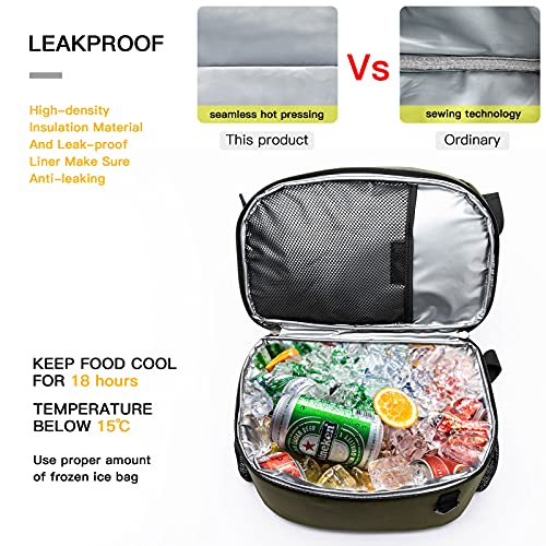 Tuguan Insulated Cooler Backpack 38/42 Cans Double Deck Leakproof Lightweight Soft Lunch Backpack Small Cooler Bag Beach Picnic, Green #TOP3