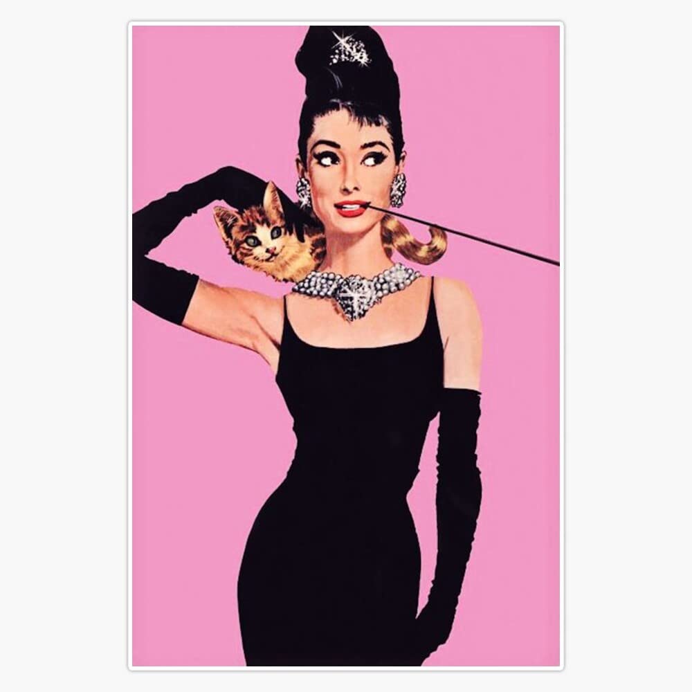 Amazon.com - Audrey Hepburn (Holly Golightly) Breakfast of Tiffany's with  Cat Bumper Sticker Vinyl Decal 5 inches