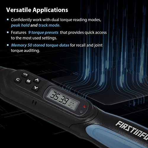 Image of FIRSTINFO H5279 Digital Torque Screwdriver, Dual Direction 1.77-35.39 in-lbs. / 20-400 cN-m / 2.04-40.82 kg-cm, LED and Buzzer Notification, 9 Memory Value Preset