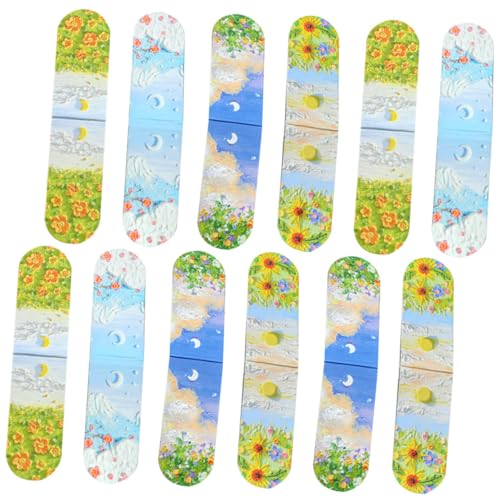 MOTHNUR 12個 磁性ブックマーカー 小 風景油画 軽量滑らか手触り 読書用装飾兼用 ティーン向け に