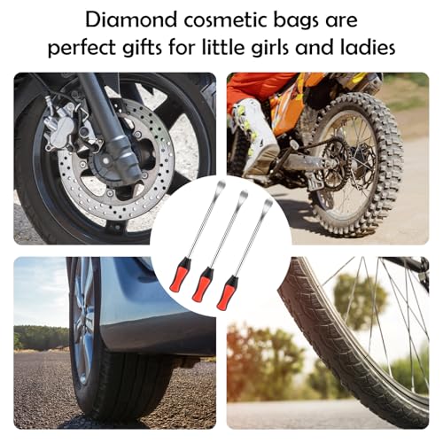 TNEDFOD Reifenmontierhebel Reifen Montiereisen 13 Stück, Reifenheber Montierhebel Werkzeug mit 30,5cm Reifenheber, Felgenschutz und Ventilkerne, Fahrrad Reifenheber Set für Motorrad, Wagen Reifen