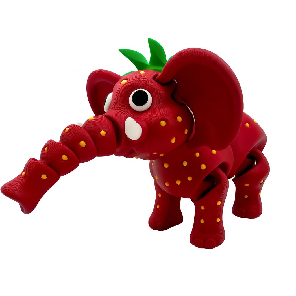 Genérico Elephant Strawberry - Brainrot Italian Meme Articulated Figurine XL 21 x 13 cm - Official Brainrot Collection - Strawberry Elephant - Articulated Italian Brain Rot Figure