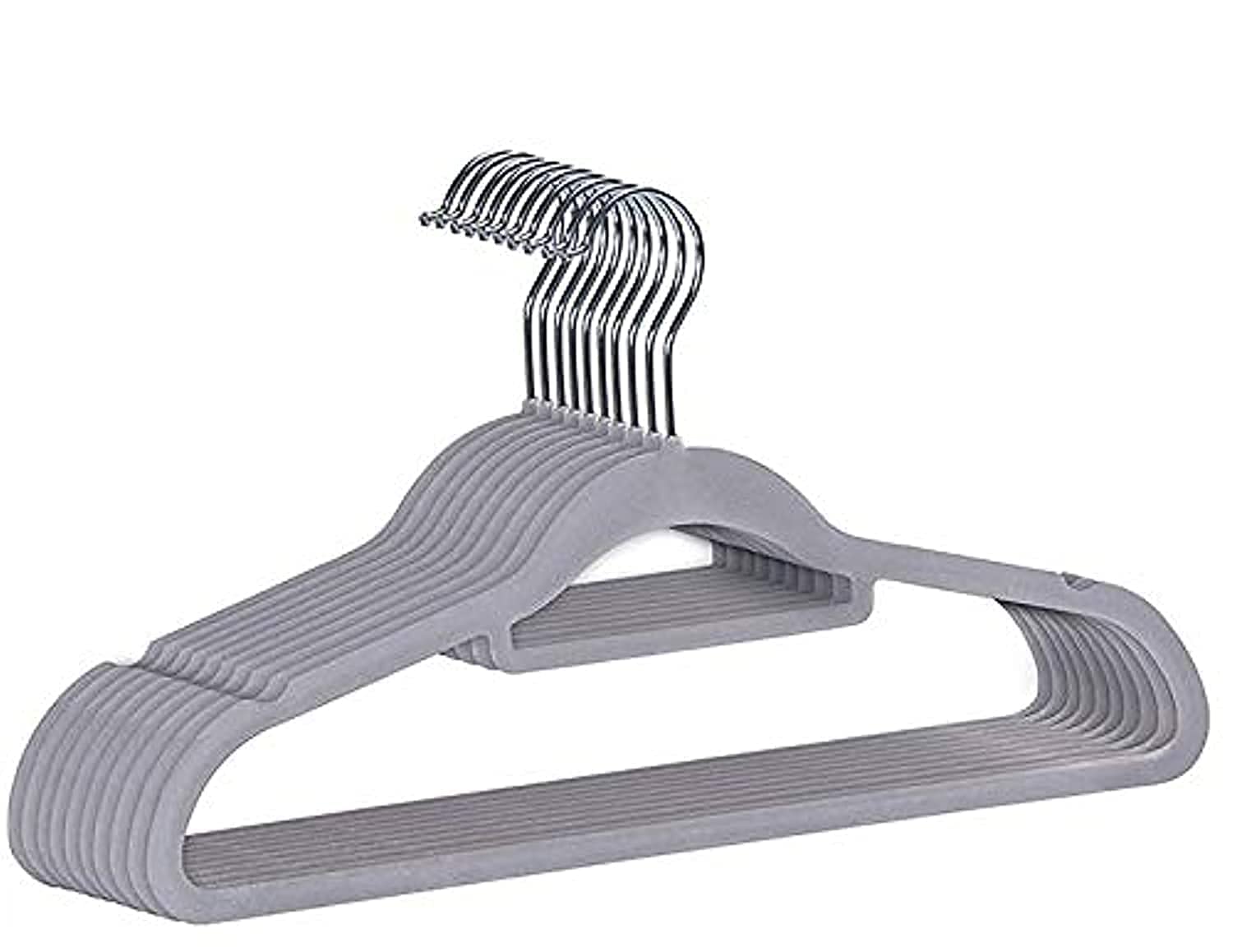 Red Dot Gift® 20-Pack Grey Non-Slip Velvet Hangers & 360 Degree Rotatable Hook - Durable & Slim - Non Slip Hangers for Coat Hangers - Pant Hangers… (Grey, 20 pack)