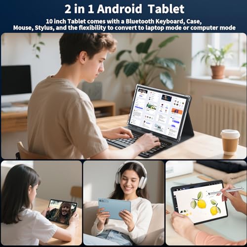 10 inch Android 15 Tablet, 2026 Tablet with Keyboard, 24GB+256GB+2TB Expand, Tablets PC with Gemini AI, 8000mAh Battery, 5G WiFi, Widevine L1, 2 in 1 Tablets with Case, Mouse, Stylus (Black Case) by YLEEBG - Image 9