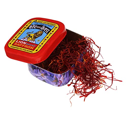 Image of LION BRAND SAFFRON, Original Kashmir Lacha Saffron /Kesar /Keshar (Value Pack of 4 (4 X 1gm = 4grams))