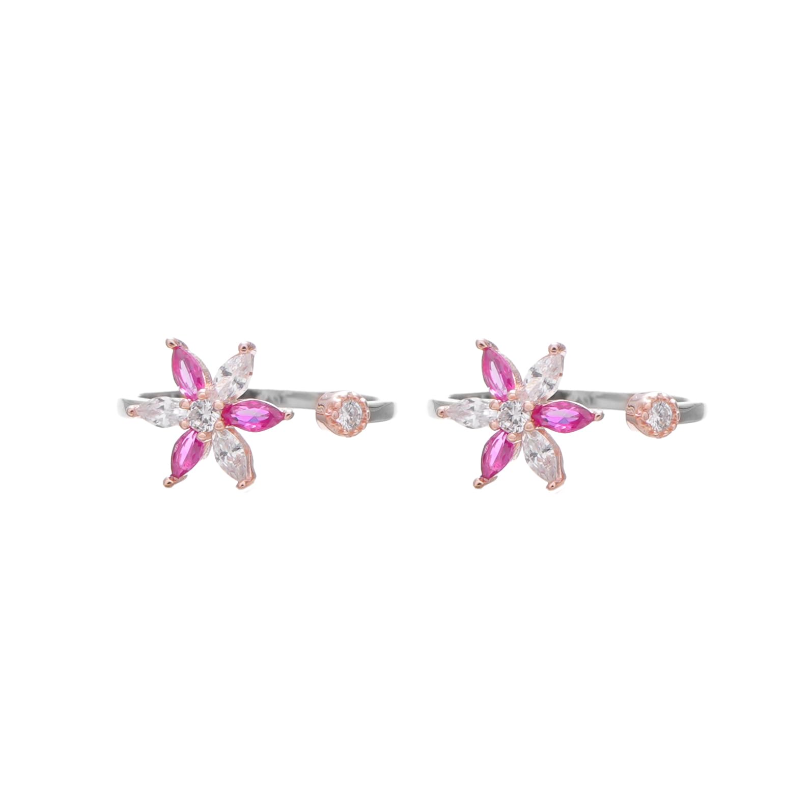 tassya Rose Gold Spiral Toe Rings with Crystal Accents for Women-picture-34