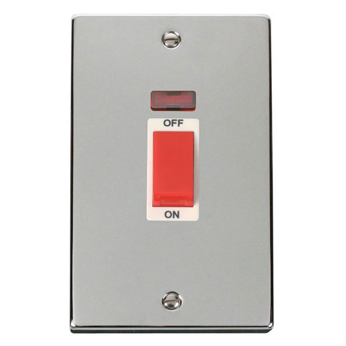 Polished Chrome 2 Gang Size 45A Switch with Neon