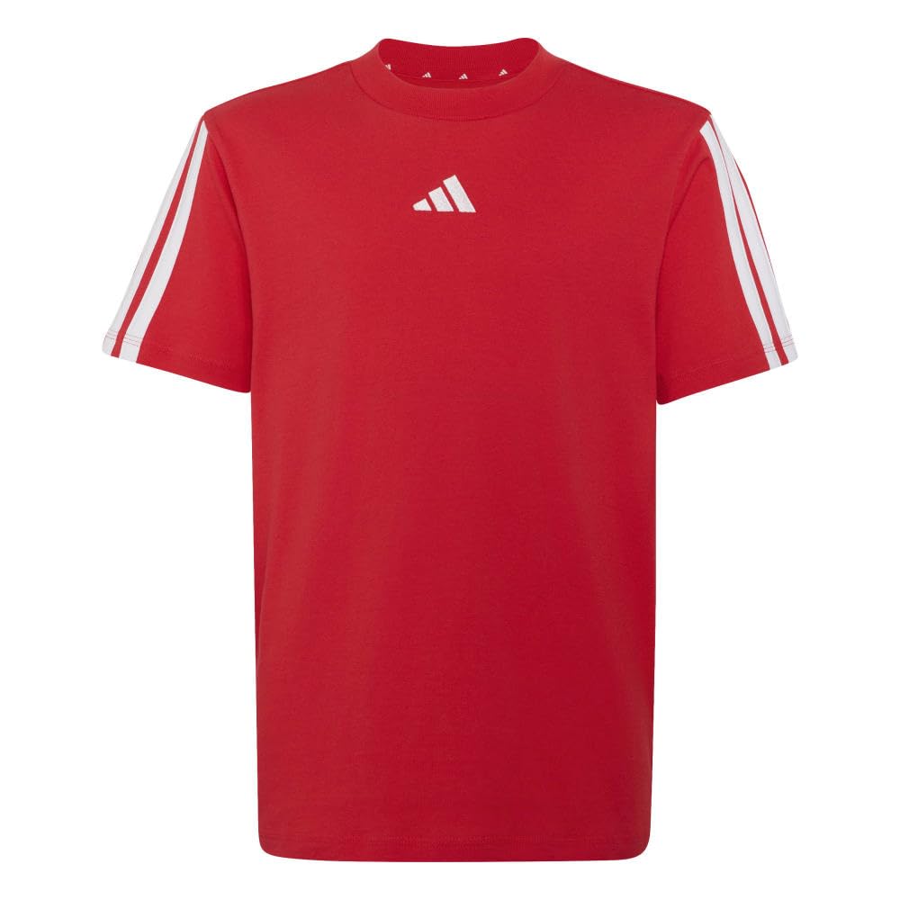 adidas Unisex Kids Essentials 3 Stripes Shirt, Pure Ruby/White, 7-8 Years