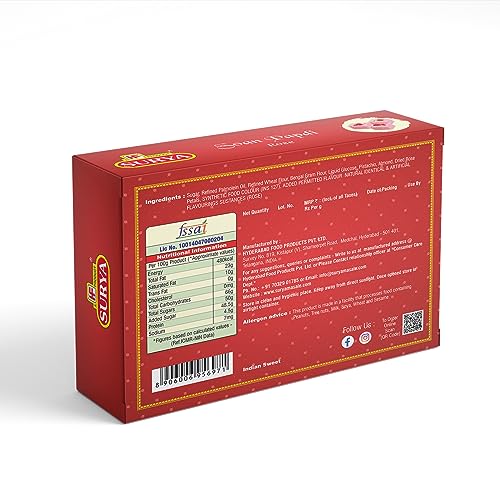 Image of HF, Surya Rose Petals Soan Papdi- 400g | No Added Preservatives or Colours | Nutritious Delicious Soft Flaky High Protien Mithai with Almonds Pistachios