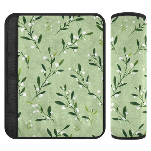 Image of 2 Pack Seatbelt Covers Seat Belt Cover Pad for Adults Boys Girls Car Seat Strap Covers Pads Cushion Universal Shoulder Strap Pad Protector for Backpack Camera Bag 10x7.7Inch Green Branches and White B