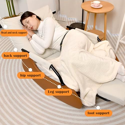Comfy Nursing Rocking Chair with Sleeper Design, Folding Foot Pad and Side Pocket - Ideal Armchair for Living Room or Bedroom