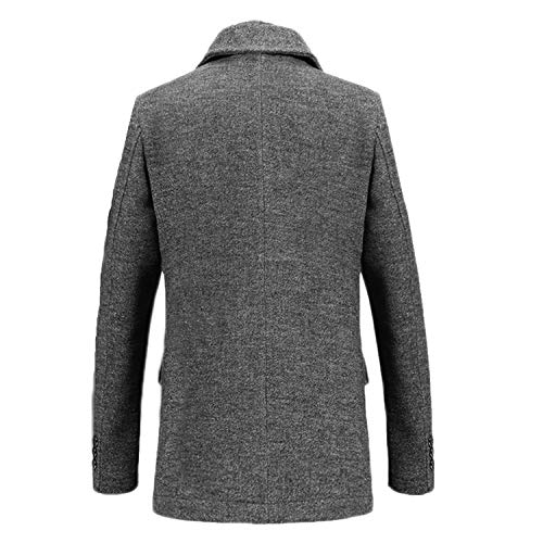 INVACHI Men's Wool Blend Pea Coat With Detachable Soft Touch Wool Scarf Warm Winter Trench Coats - Image 4