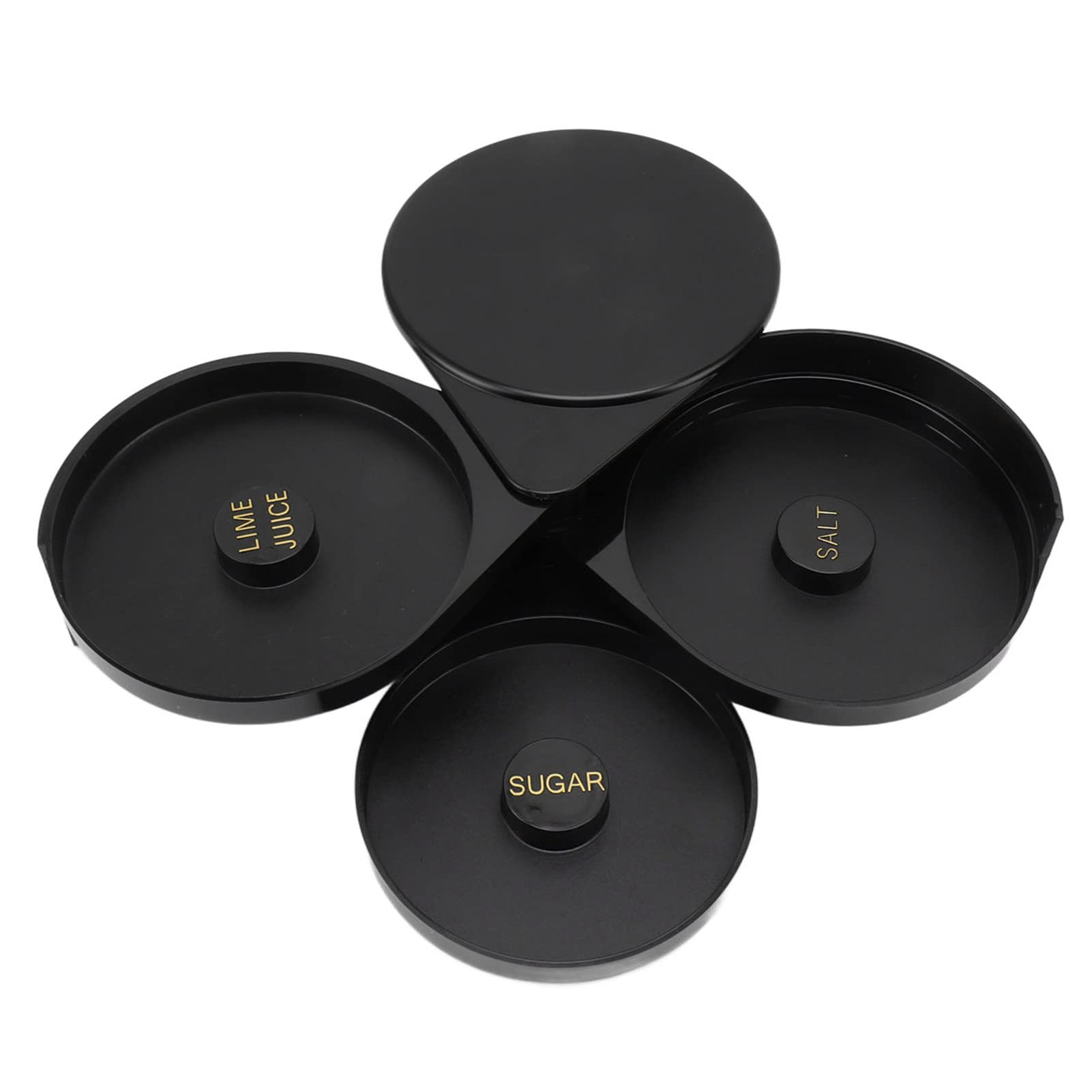 Yomiyuyr Triple Separation Bar Glass Rimmer, Black Salt Rimmer, with Labeled Trays for Sugar, Lime Juice, and Salt, for Mobile Bar or Home Use