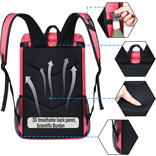 Forich Soft Cooler Backpack Insulated Waterproof Backpack Cooler Bag Leak Proof Portable Cooler Backpacks To Work Lunch Travel Beach Camping Hiking Picnic Fishing Beer For Men Women (Watermelon Red) #TOP4