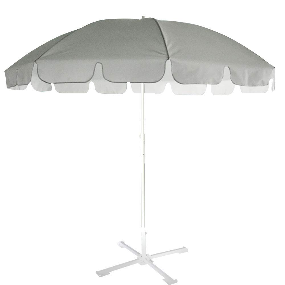 VNNHGB Refugio solar para jardín con sombra de 2,4 m/7,9 pies, sombrilla para jardín al aire libre en poliéster y protección de acero para tienda de playa/piscina/patio, parasol, gris 3