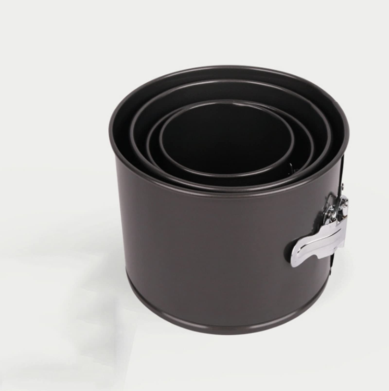 BAtlam Juego de 4 moldes Desmontables Redondos, moldes para Pasteles y bandejas para Hornear, Molde Antiadherente Negro