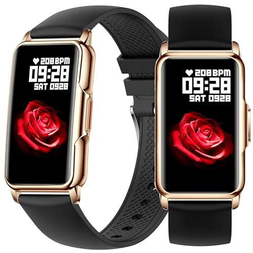 INDYGO - Smartband H80 Pulsera de Fitness Impermeable - Reloj Inteligente para Hombres - Relojes Inteligentes de Fitness para Mujeres y Hombres - Reloj de presión Arterial - Oro Negro
