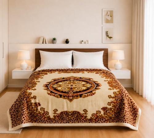 Image of Signature Exclusive Chanakya Supersoft Luxury Heavy Winter Double Ply Double Bed Mink Blanket - 4.5 kg | 100% Polyester | 2.10 m x 2.40 m | Royal Luxe Comfort for Extreme Cold (Chestnut Orbit)