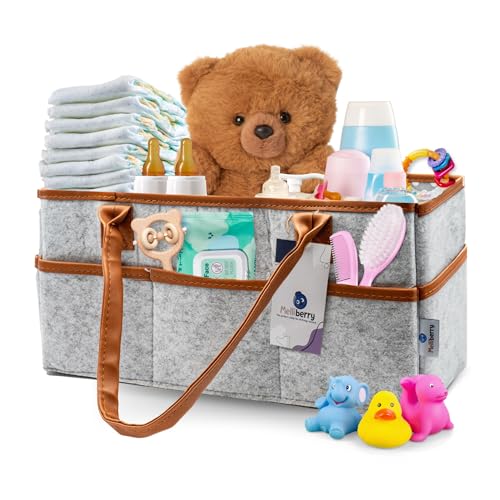 Image of Melliberry Diaper Caddy - Baby Diaper Organizer with Storage - Nursery Diaper Basket