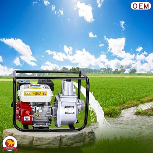 Image of OEM Professional 7.5HP Portable Water Pump with 2-Inch Outlet | 4 Stroke Advanced Technology Gasoline Petrol Engine, 3600rpm | Low Fuel Consumption, Heavy Suction, Long Running Life, Compact Design