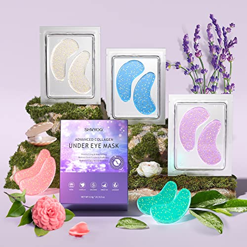 Under Eye Patches, 20 Pairs Under Eye Mask For Dark Circles And Puffiness, Eye Gel Pads For Puffy Eyes, Anti Aging Eye Bags Treatment For Women - Pearl, Green Tea, Camellia, Marine Collagen, Lavender #TOP6