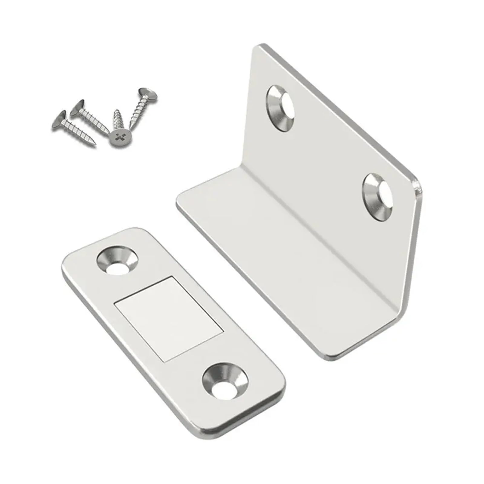 Xctdsvah Silver Door Stop L-Type Strong Magnetic Door Closer Cabinet Catches Latch Magnet Wardrobes Ultra Thin Closures Furniture Fittings(Silver)