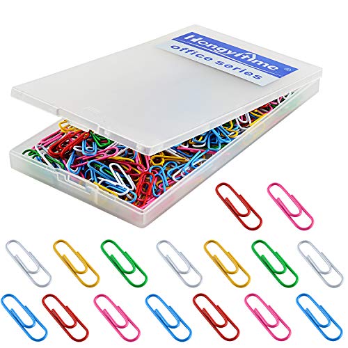 HongyiTime PVC Free Color Coated Paper Clips, 250 PCS Office Paper Clamp,Binder Clips, Paperclips Assorted Size Colors