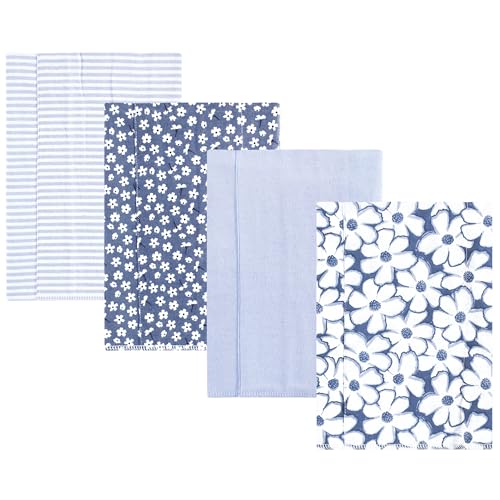Image of Hudson Baby Unisex Baby Cotton Flannel Burp Cloths 4-Pack, Blue Cosmos, One Size