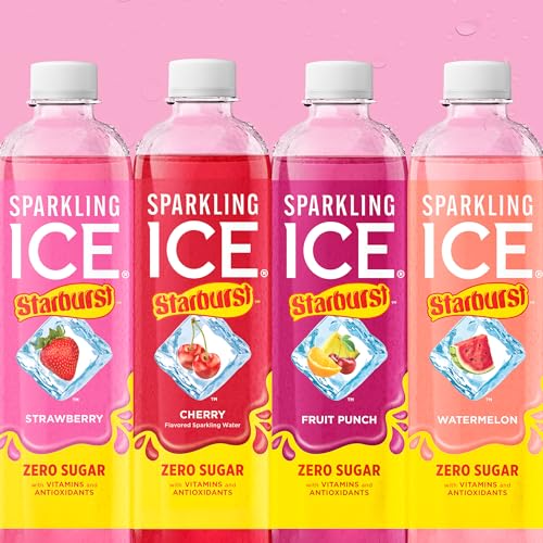 Sparkling Ice® STARBURST™ Variety Pack, Zero Sugar Flavored Sparkling Water, with Vitamins and Antioxidants, Low Calorie Beverage, 17 fl oz, 12 count (Strawberry, Cherry, Fruit Punch, Watermelon) - Thumbnail 7
