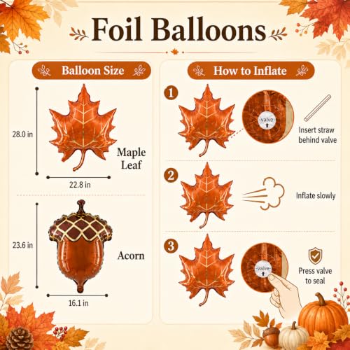 Image of Fall Balloon Arch Kit, Thanksgiving Balloons, Acorn & Maple Leaf
