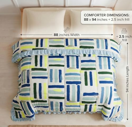 Image of VAS COLLECTIONS Cloud Cotton Reversible AC Comforter for Double Bed (88x90 Inch) 220 GSM Lightweight Quilt /Duvet /Dohar with 2.5 Inch Frill Border, Super Soft All Season Blanket (Blue, Yellow)