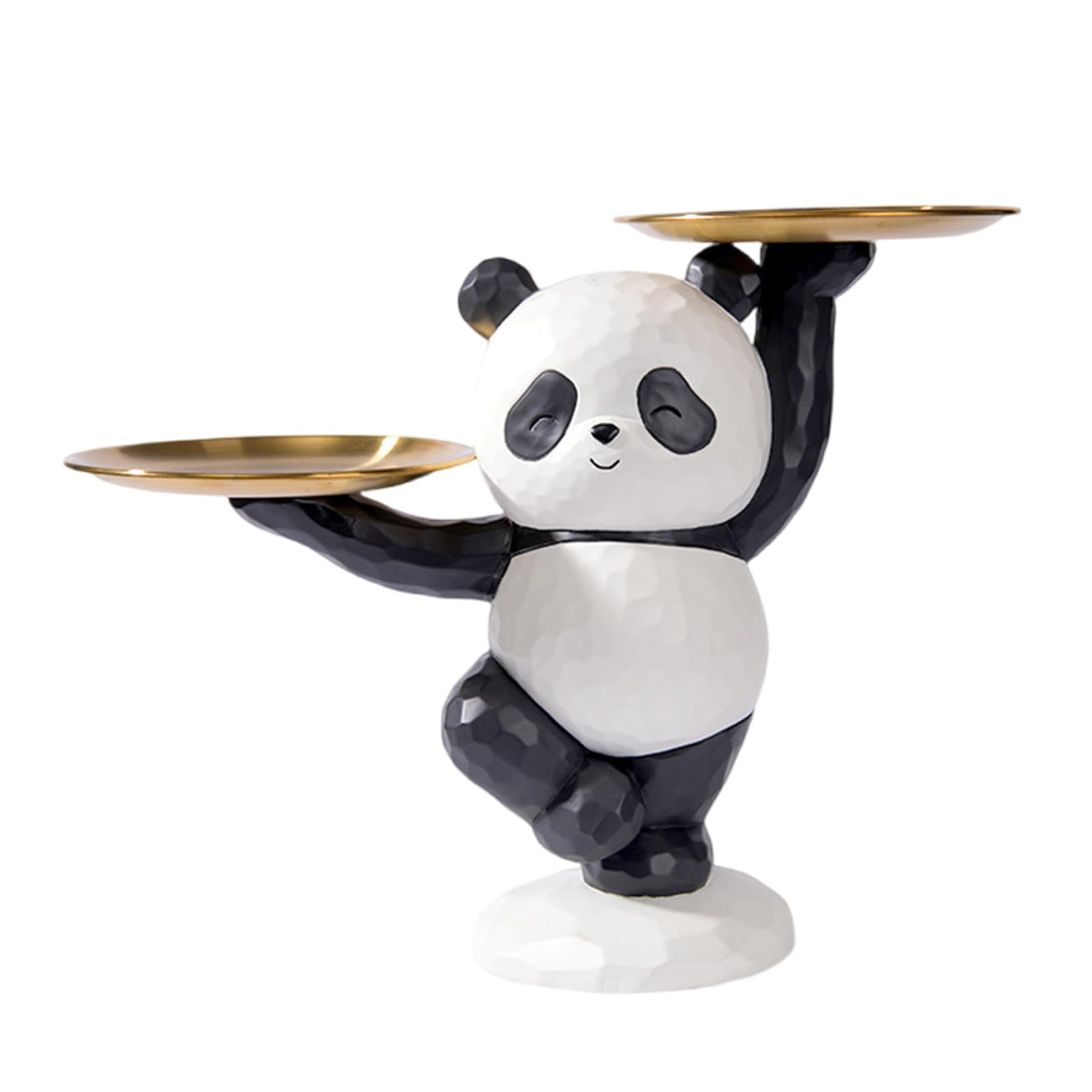 Creative Panda Sculpture Key Storage Tray Resins Animal Figurine Statue Organizers For Entryway Home Tabletop Decors