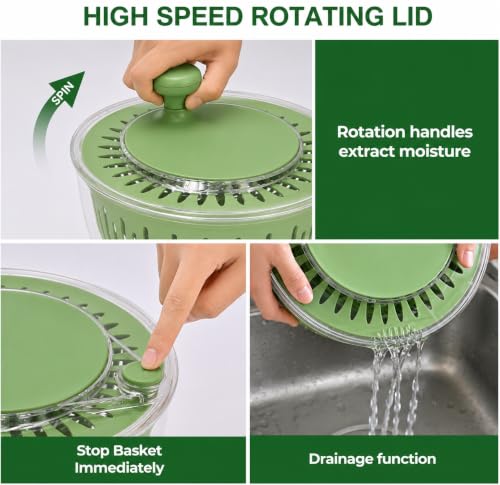 GLIDRIX 6-in-1 Salad Spinner with Vegetable Cutter - Image 5