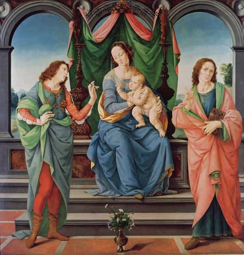 Impression Prints Toile La Vierge et l'Enfant de Lorenzo Di Credi, affiche peinture murale 60x90