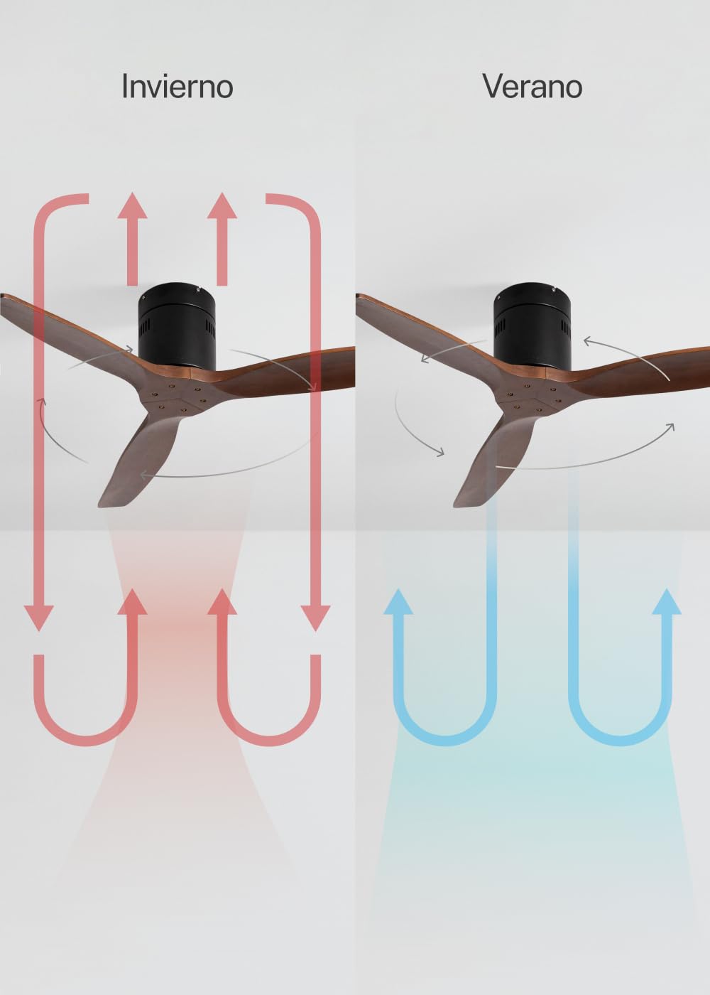 CREATE / WINDCALM NATURAL WOOD S/Deckenventilator Schwarz Nussbaumholzflügel mit Fernbedienung / 40W, Timer, Ø112cm, 6 Geschwindigkeiten, Sommer-Winterbetrieb