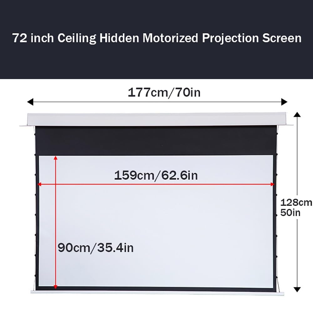 Schermo proiettore motorizzato da 72 Pollici con Telecomando, Montaggio a soffitto o a Parete, 16:9 HD 4K, Guadagno 3,5 Schermo cinematografico per Home Theater, proiezione in Ufficio