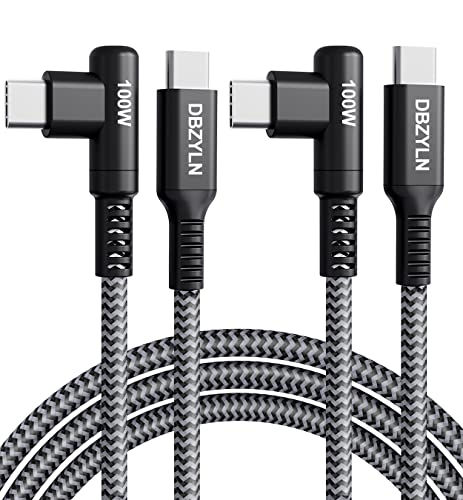 2Pack 100W Cable USB C Carga Rapida para Samsung Galaxy S22 Ultra, S21Ultra, Note 20 Ultra, Macbook Pro, iPad Pro 12.9/11 inch, Air 5th/4th, Mini 6 90 Grados Nailon Cable Tipo C a Tipo C Extender 2M Cover