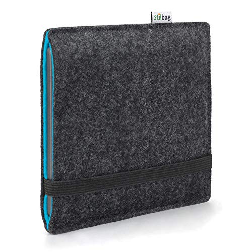 Stilbag eBook Reader Finn für Tolino Vision Color | Farbe: anthrazit/Azur | eBook Reader-Tasche aus Filz | eReader Schutzhülle | ebook Reader Tasche Made in Germany
