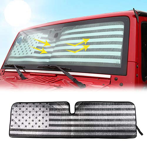 RT-TCZ Windshield Sunshade Sun Shade Heat Shield Sun Visor Mat for Jeep Wrangler