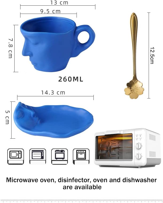 Tea Cups and Saucers, Coffee Cup Set, Tea Sets for Women with Spoon, Espresso Cups for Valentine's Day Lover Wedding Party Home Afternoon Tea-Green (9 oz)