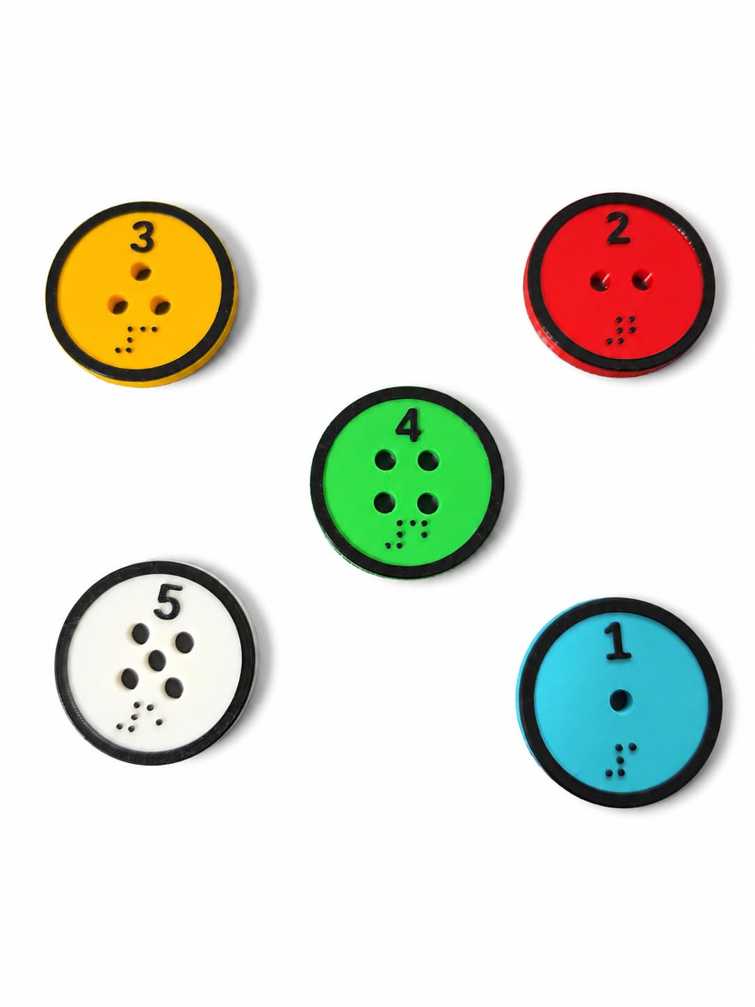 Counting Discs 1-5 with Braille Dots for Early Math (1,2,3,4,5, x2)