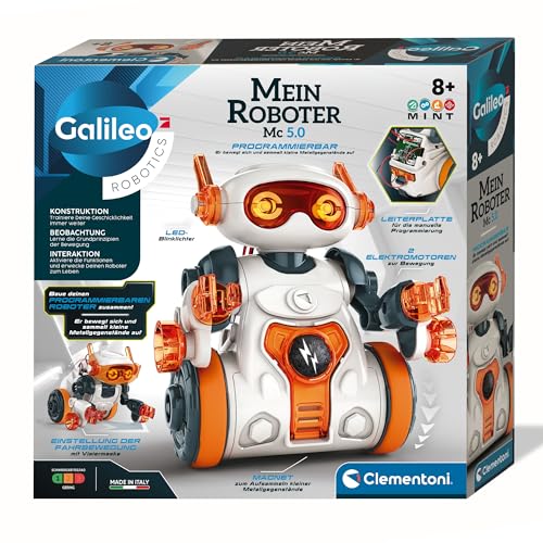 Clementoni Robotics Galileo MC 5.0-Robot programable para niños a Partir de 8 años, Talla única, Color Negro, 7x45,1x31,1 (59158)