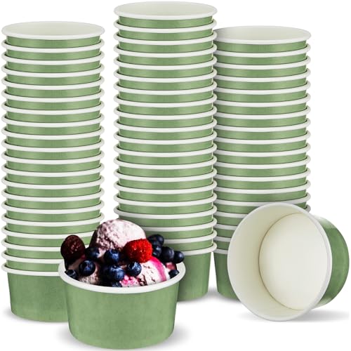 Image of Maxdot 60pcs 3oz Dessert Cups, Disposable Ice Cream Cups, Paper Frozen Yogurt Bowls, for Hot and Cold Foods, Suitable for Gelato or Mousse
